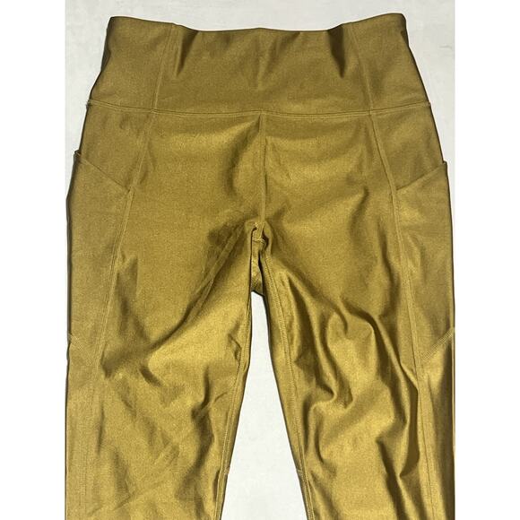 Fabletics Oasis Shine High Waisted Pocket 7/8 Leggings Womens M 8 Gold - Picture 3 of 10